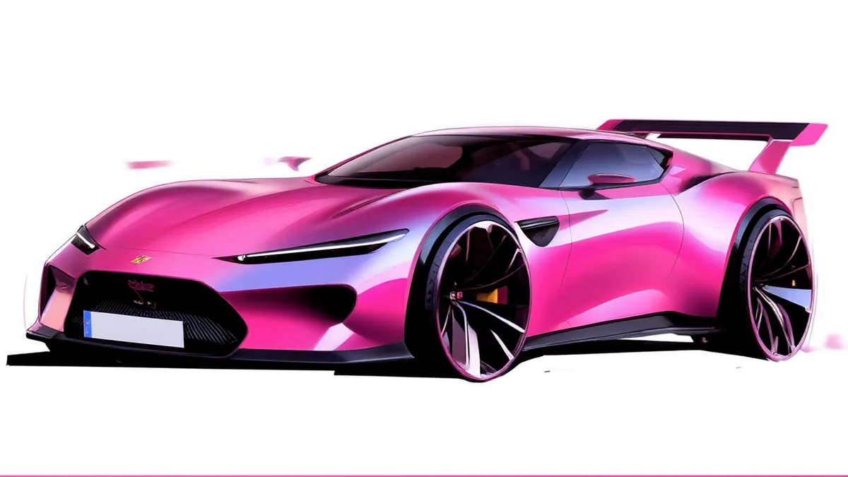 Illustration of a modern car in a bold color